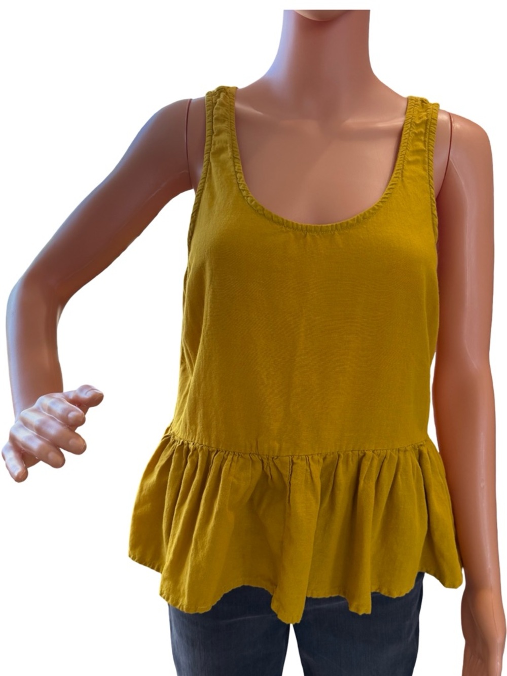 dip Mustard Ruffle-Hem Tank Top - Golden Yellow